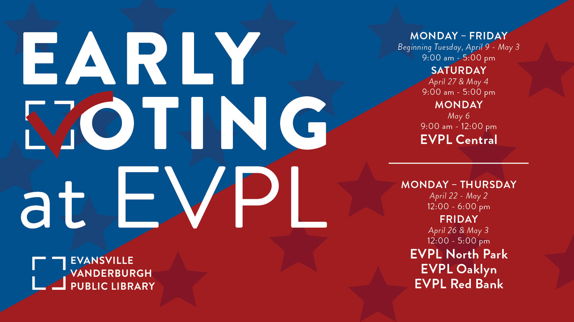 Early Voting EVPL Evansville Vanderburgh Public Library